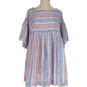 Free People Striped Mini Dress in Blue and Pink